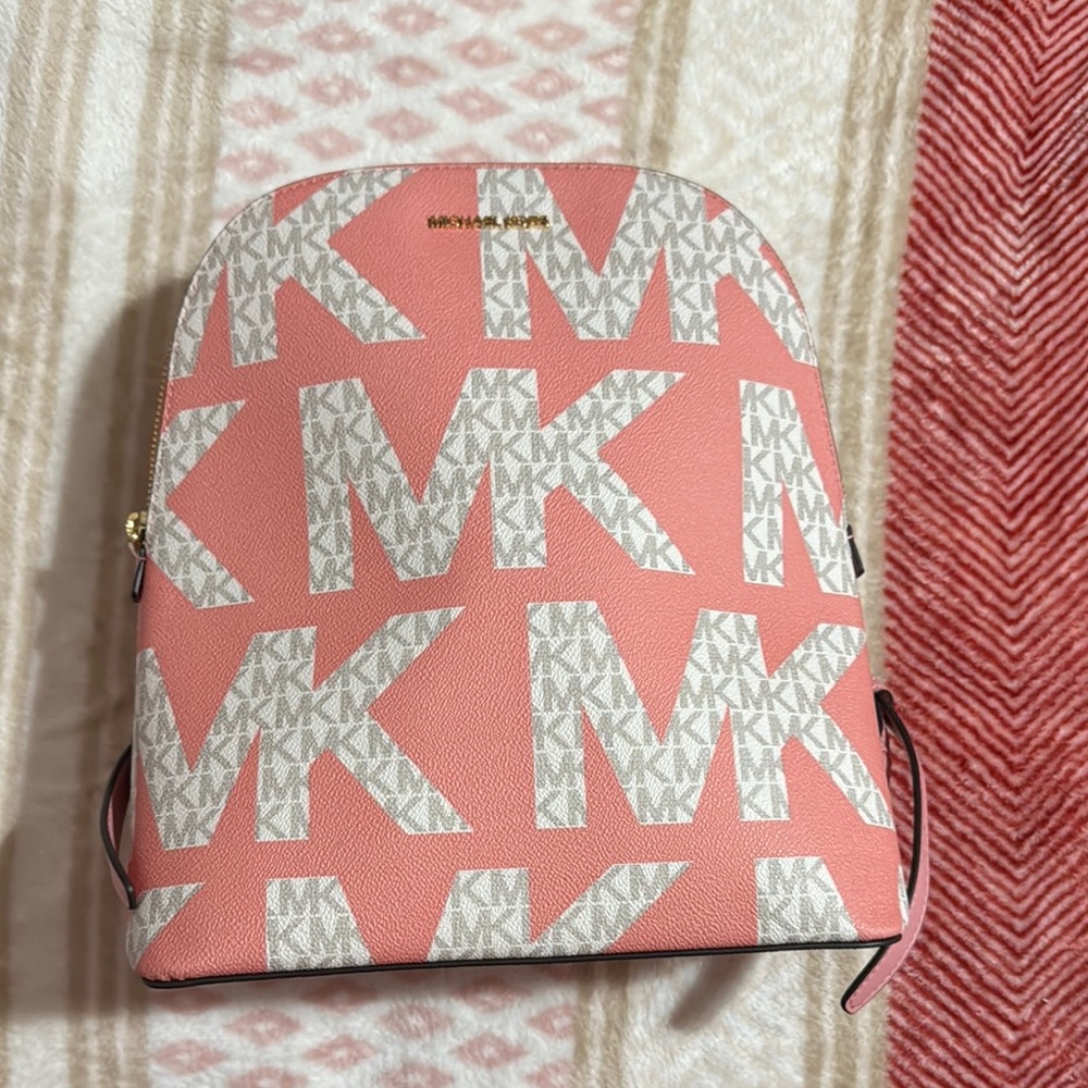 Michael Kors Pink Backpack with MK Pattern